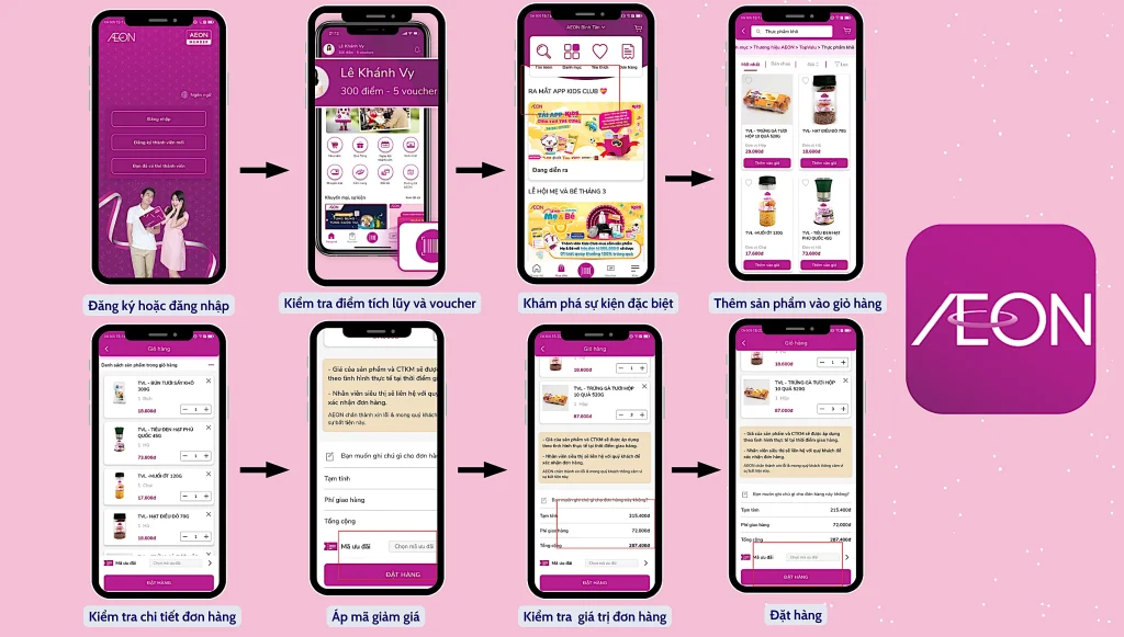 Đặt lịch mua sắm tại các siêu thị khác (ví dụ: Lotte Mart, Big C/Go!,...)